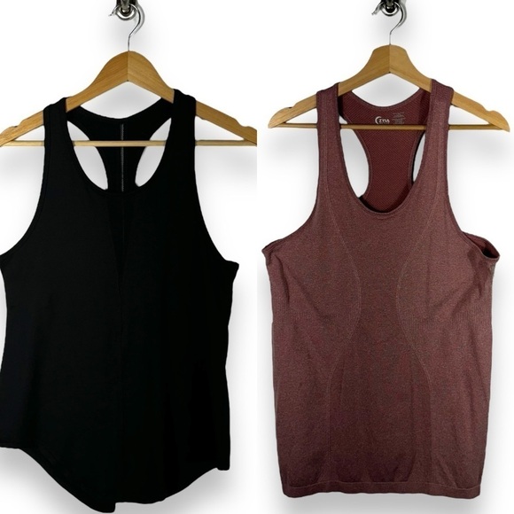 Zyia Active Racerback Activewear Tank Tops, Black & Rose, Size Large (2) - Picture 1 of 13
